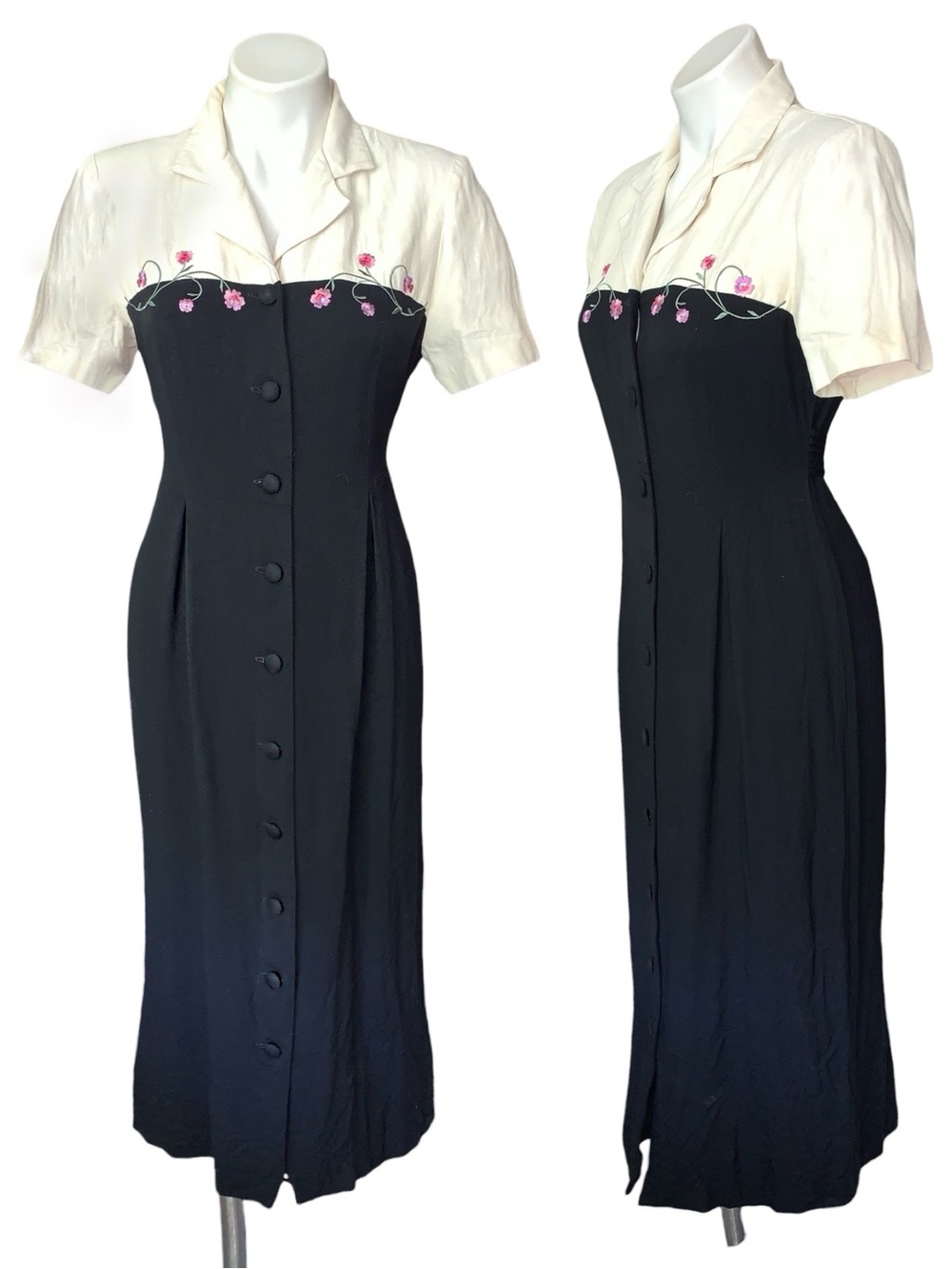 v i n t a g e :: Embroidered Button Front Modest Shirt Dress - Picture 5 of 13